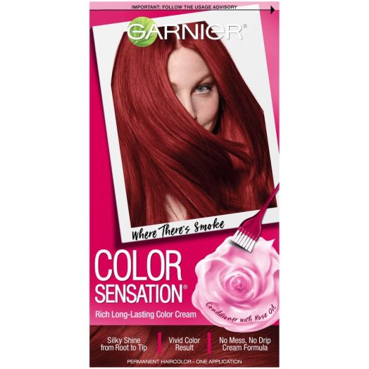 Garnier Sensation Hair Color Cream, 6.60 Where There's Smoke (Intense Fiery Red), 1 Kit