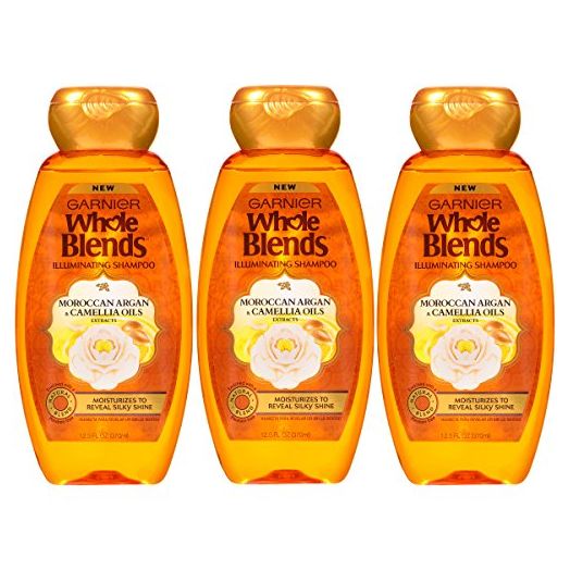 Garnier Whole Blends Illuminating Shampoo, Moroccan Argan Oil & Camellia Oil Infused Dry Hair Care for Silky