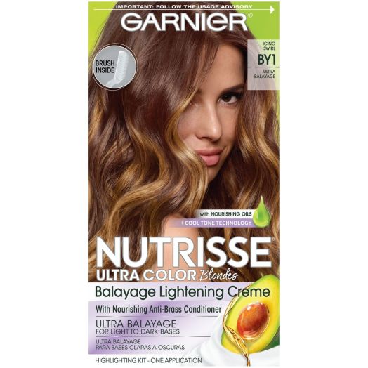 Garnier Nutrisse Ultra Nourishing Bold Permanent Hair Color Creme, Icing Swirl BY1, Balyage, 1 Kit