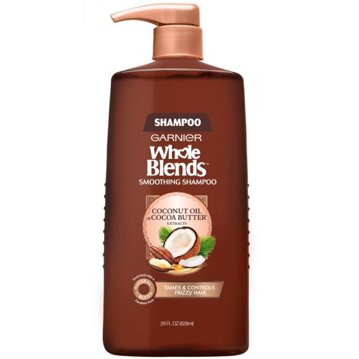 Garnier Whole Blends Frizz Control Nourishing Daily Shampoo with Coconut Oil & Cocoa Butter Extracts, 28 fl oz