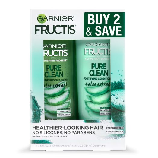Garnier Fructis Pure Clean Shampoo & Conditioner, Gentle for Everyday Use, 2 COUNT