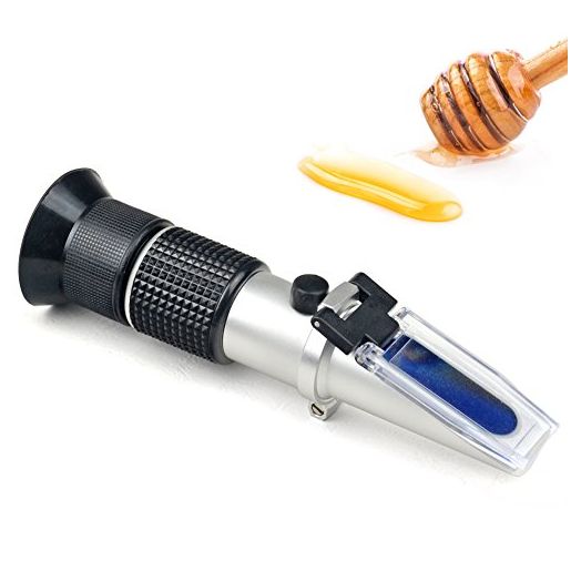Honey Refractometer for Honey Moisture, Brix and Baume, 3-in-1 Uses, 58-90% Brix Scale Range Honey Moisture Tester, with ATC, Ideal for Honey, Maple Syrup, and Molasses, Bee Keeping Supplies