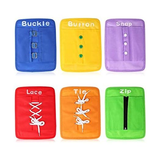 Montessori Sensory Toys Early Learning Basic Life Skills Busy Board Learn to Dress Practice Boards - Zip, Snap, Button, Buckle, Lace & Tie Toys for 2 3 4 Year Old Toddlers