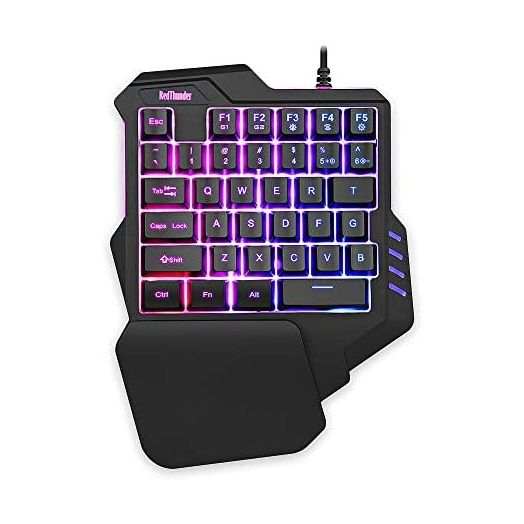 RedThunder One Handed Gaming Keyboard RGB Backlit 35 Keys Portable Mini Gaming Keypad Ergonomic Game Controller for PC Gamer