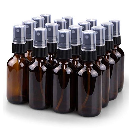Wedama 2oz Fine Mist Glass Spray Bottle, Amber (16 Pack)