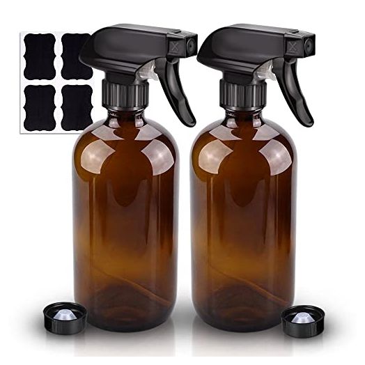 Wedama Amber 16oz Glass Spray Bottle Set & Accessories (2 Pack)