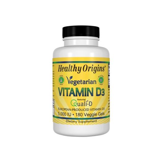 Healthy Origins Vegetarian Vitamin D3 5,000 IU Vegetarian Softgels, 180 Vgels