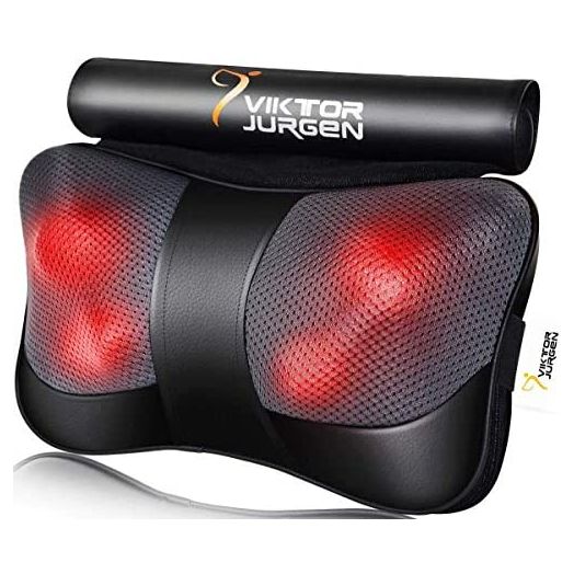 VIKTOR JURGEN Neck Massage Pillow Shiatsu Deep Kneading Shoulder Back and Foot Massager with Heat-Relaxation Gifts for Women/Men/Dad/Mom