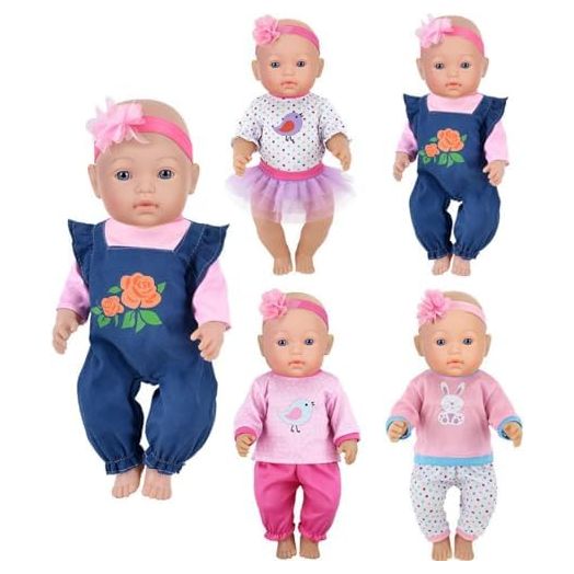 Doll Clothes 4 Sets Doll Fashion Outfits Fit for 43 cm New Born Baby Dolls 14-16-17 Inch Baby Dolls 15 inch Dolls 18 inch Dolls(No Doll