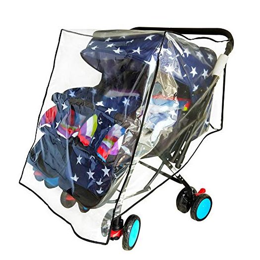 Weather Shield for Double Stroller Raincoat Universal Size Side by Side Baby Umbrella Stroller Rain Cover Scooter Twin Wind Shield Waterproof Jogger City (Side by Side)