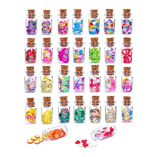 30PCS Cute Miniature Dollhouse Food Jar Glass Bottle 1:12 Pretend Play Doll House Kitchen Decoration 1:6 Lovely Mini Fruit Mold Simulation Scene Candy Snack Model Game Party Toys for Adults Teenagers