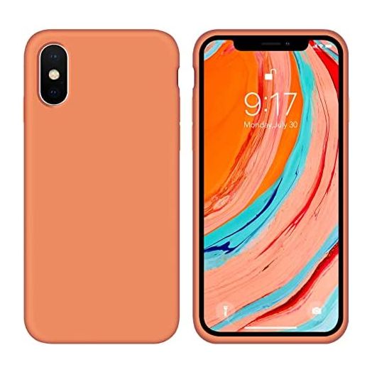 OUXUL Case for iPhone X/iPhone Xs case Liquid Silicone Gel Rubber Phone Case,iPhone X/iPhone Xs 5.8 Inch Full Body Slim Soft Microfiber Lining Protective Case(Orange)