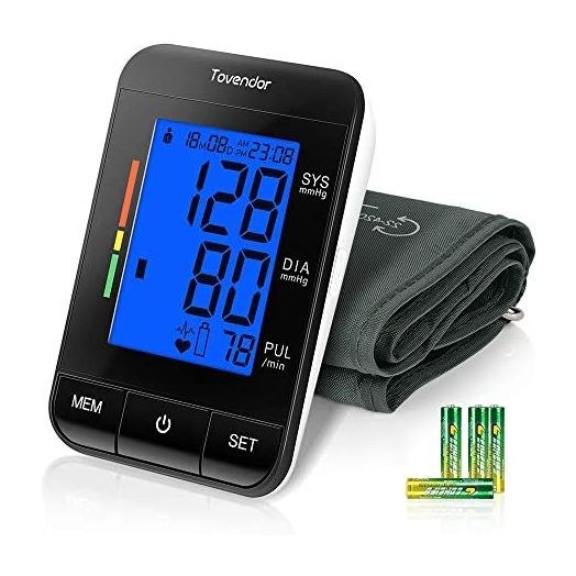 Blood Pressure Cuff Upper Arm, Tovendor Accurate Digital BP Monitor with Adjustable 8.7-16.5 inch Cuff for Home Use, Automatic Blood Pressure Machine with Pulse Rate, 2*90 Sets Memory, 4*AAA Batteries