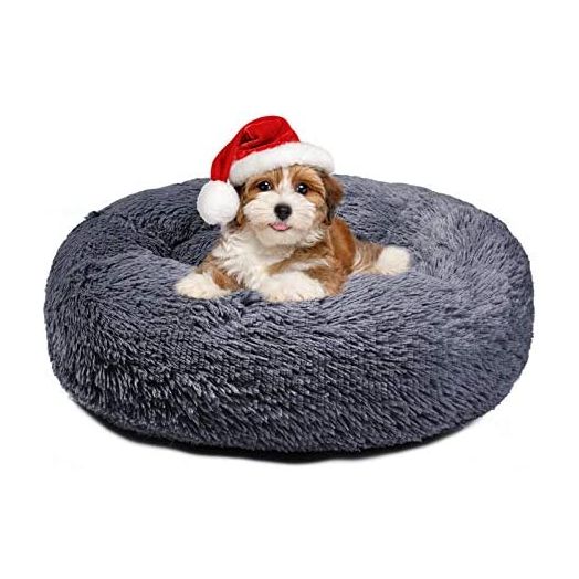 Pet Bed Dog Bed Pad Cat Round Cushion Comfortable Pillow Ultra Soft Plush Donut Sofa Machine Washable Mat Waterproof & Anti-Slip Bottom Pet Cuddle Beds for Jumbo Large Medium Dogs Cats 23" Dark Gray