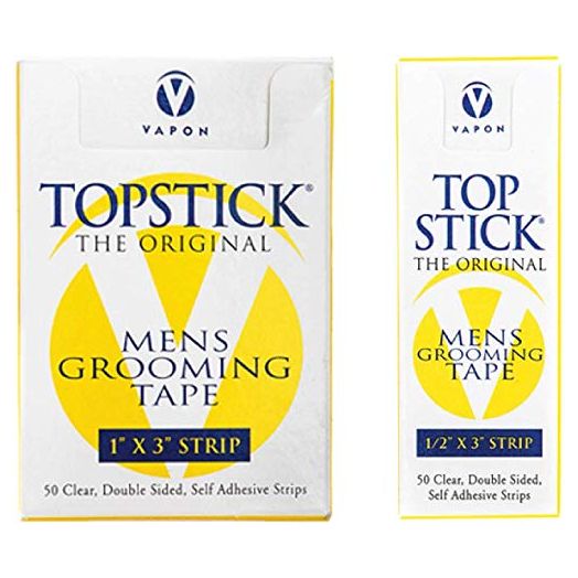 Vapon Topstick Men's Clear Double Sided Grooming Tape, 1" x 3" & 1/2" x 3"