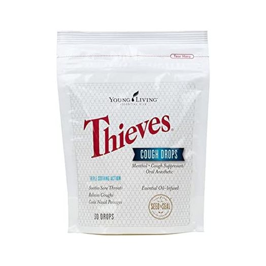 Young Living Thieves Essential Oil Infused Cough Drops - Triple-Action Strength - 30 Drops