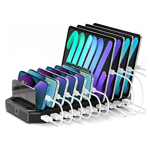Unitek USB Charging Station for Multiple Devices, Charger Organizer Stand Dock with Dividers, Quick Charge 3.0 Compatible for Smartphone, Tablet, iPad and Other Electronics