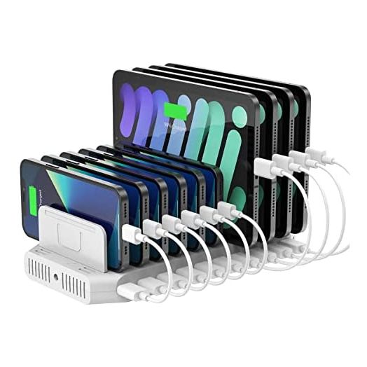 iPad Charging Station, Unitek 96W 10-Port USB Charging Dock Hub with Quick Charge 3.0, Charging Stand Compatible Multiple Device, Charging 8 iPads Simultaneously - [Upgraded Divider]