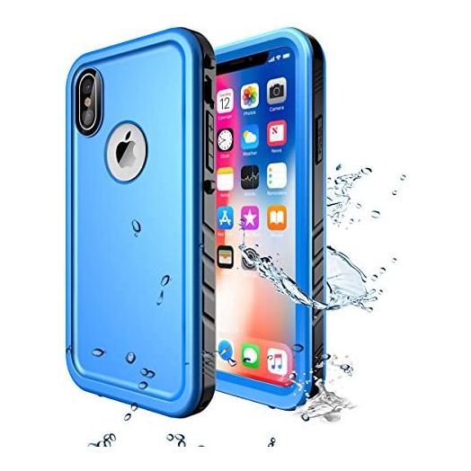 iPhone X/iPhone Xs Waterproof Case, SPORTLINK Waterproof Shockproof Snowproof Clear Slim Case for iPhone X/iPhone Xs (Blue)