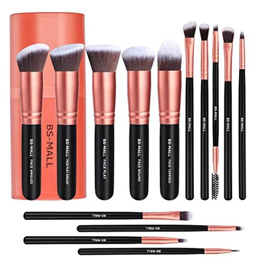 Makeup Brushes BS-MALL Synthetic Foundation Powder Concealers Eye Shadows Makeup 14 Pcs Brush Set (A-Rose Golden)