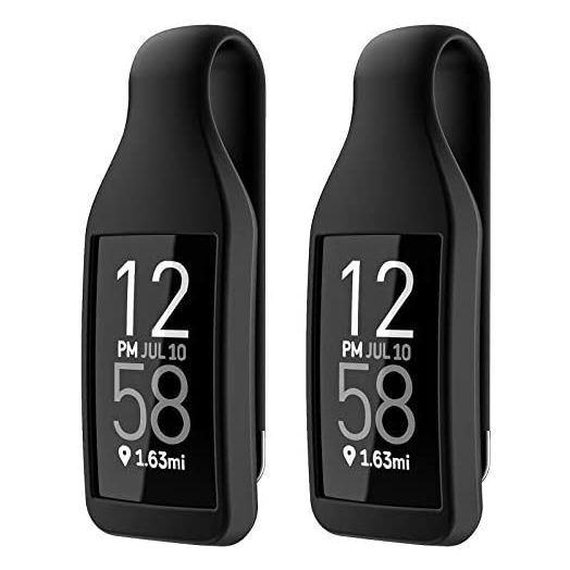 EEweca Clip Holder for Fitbit Charge 3/4 Silicone Case Accessory, Black+Black (2 Pack)