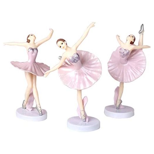 HYSTYLE 3 Pcs Pink Dancing Ballerina Girl Figurine, Miniature Ballerina Girl Figure Collection Playset Doll Toy, Ballerina Girl Cake Topper, Ballerina Girl Plant Pot Craft Dollhouse Cake Decoration