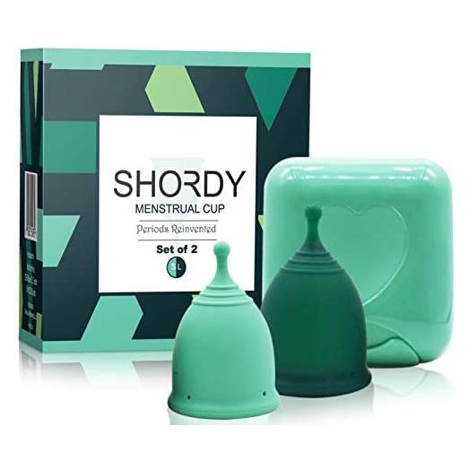SHORDY Reusable Menstrual Cups, Set of 2 with Box, First Period Cup Kit for Girls & Women, Hygienic and Safe Copa, Up to 12 Hours Comfort, Feminine Hygiene Product, Tampon Alternative (Small & Large)