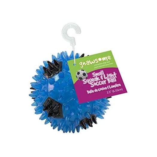 2.5” Squeak & Light Soccer Ball Dog Toy - Small, Promotes Dental and Gum Health for Your Pet, Colors Will Vary