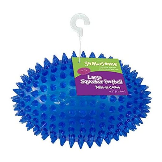 Gnawsome™ 4.5” Spiky Squeaker Football Dog Toy - Large, Cleans Teeth and Promotes Good Dental and Gum Health for Your Pet, Colors Will Vary