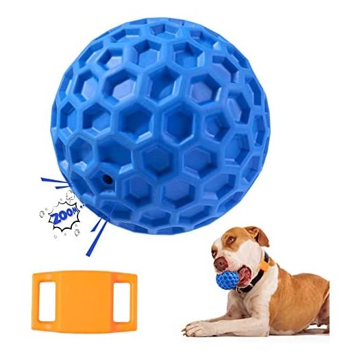 Dog Squeaky Balls, Indestructible Dog Toys for Aggressive Chewers, Tough Super Chewer Dogs Ball with Durable Natural Rubber, Almost Indestructible Dog Toys for Medium Large Breed