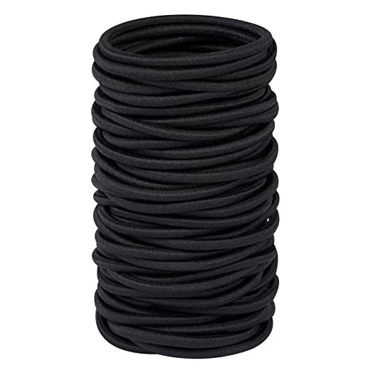 Hageolan Elastic Hair Ties for Thick Heavy and Curly Hair 120 Pcs, Hair Bands for Women's Hair Black Ponytail