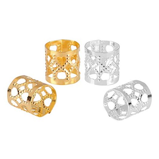 Tbestmax 200 Dreadlocks Beads Hair Braid Rings Clips Metal Cuffs (Silver and Golden)