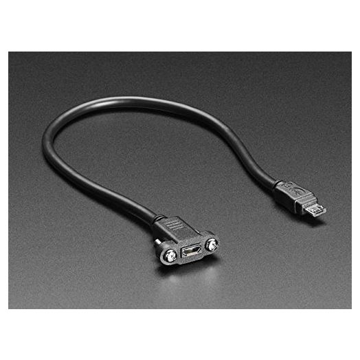 Adafruit Panel Mount Extension USB Cable - Micro B Male to Micro B Female [ADA3258]