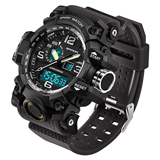 Military Watches for Men Tactical Waterproof Outdoor Sports Watch Analog Digital Multifunction Dual Display Mens Wristwatch