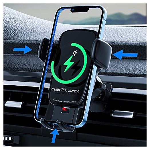 Wireless Car Charger Mount, [Smart Alignment Charging] 15W Qi Fast Charging,Auto Clamping Air Vent Car Phone Holder Mount Wireless Charging for iPhone 13 Pro Max/13Pro/13/12,Galaxy S22 Ultra/S21,etc