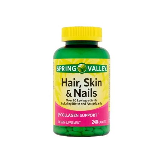 Spring Valley Hair, Skin & Nails Caplets with Biotin & Antioxidants, 3000 mcg, 240 Ct