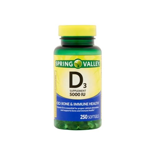 Spring Valley Vitamin D3 Softgels, 5000 IU, 250 Ct