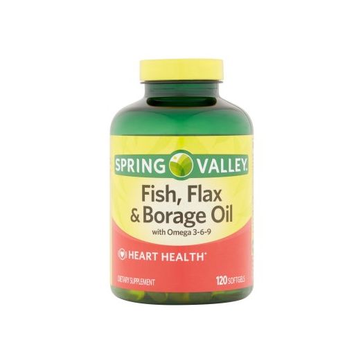 Spring Valley Fish, Flax & Borage Oil Softgels for Heart Health, 120 Ct