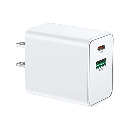 USB C Wall Charger Block 20W, Dual Port USB-C Wall Plug-in USB Charger 20W PD & QC3.0 USB A Fast Charging Block for iPhone 13/12/11 /Pro Max, iPad Pro, AirPods Pro, Samsung Android Phones and More