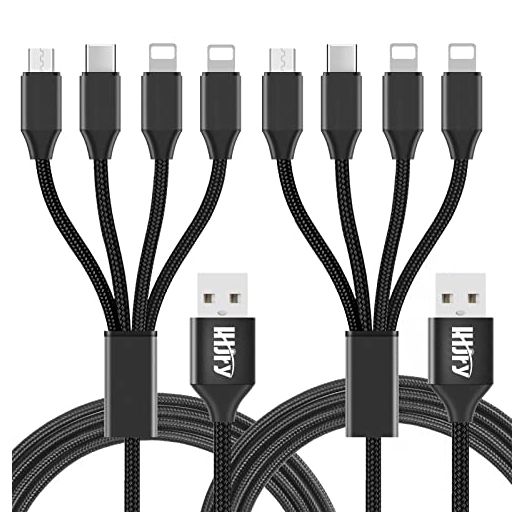 2Pack Multi Charging Cable LHJRY Multiple Charger Cord 6.6ft 4 in 1 Universal USB Charge Cord USB to Type-C/Micro USB Fast Charging Cord Compatible Cell Phones and More