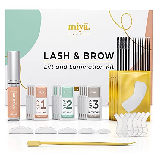 MIYA LASH 2 in 1 Lash Lift & Brow Lamination Kit | Instant Fuller Eyebrows, Eyelashes | Salon Result lasts 8 weeks | Professional LVL, Perm, Laminate | Lash Lift Kit with Silicone Shields, Lash Picks