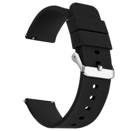 SBR-Trade Silicone Watch Bands , Quick Release Premium Soft Rubber Replacement Straps for Men and Women (22mm, Black)