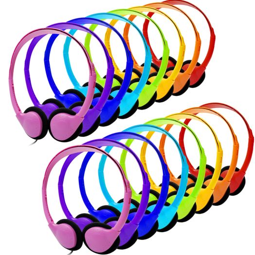 CN-Outlet Kids Headphones 16 Pack Bulk Multi Color for School Classroom Students Children Toddler Boys Girls Teen and Adult