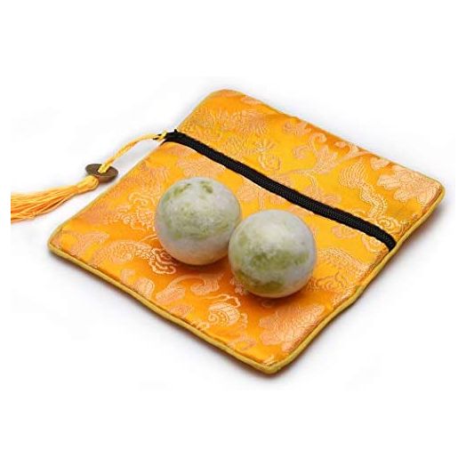 BRABUD 1.4'' Light Green Marble Baoding Chinese Health Exercise Stress Balls in Natural Stone Craft Collection BS003