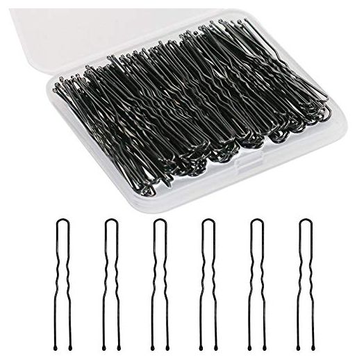 Sevensun U Shaped Hair Pins, 100PCS Ladies Hair Bun HairPin, With Storage Box, (2.4Inches), (Black)