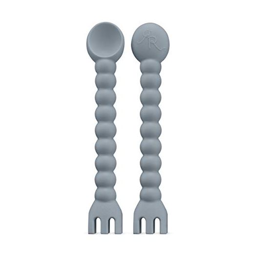 Ryan & Rose Cutie Tensils Baby Spoon and Fork [2 Pack] (Charcoal)