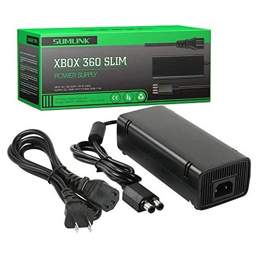 [Updated Version] Power Supply Charger Cord for Xbox 360 Slim Auto Voltage (Black)