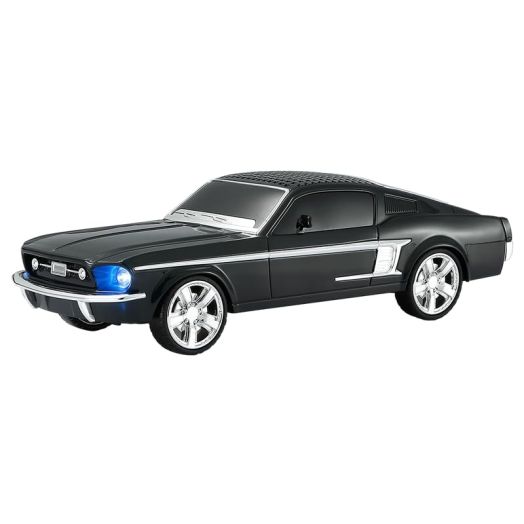 QFX Bluetooth 1965 Retro Car Replica Speaker, 3-inch Speakers, Hands Free Link, Built-in Microphone, FM Radio and LED Party Lights, Black - BT-1965-BLK