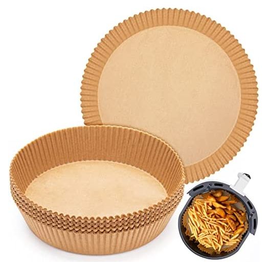 100pcs Air Fryer Disposable Paper Liner, 7.9inch Non-Stick Air Fryer Parchment Paper Liners, Baking Paper for Air Fryer Oil-proof, Food Grade Paper Liner for Baking Roasting Microwave