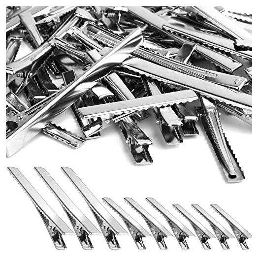 PHSZZ 70 Pcs Alligator Hair Clips, 3 Sizes Oversized Metal Silver Hair Bow Clips Single Prong Hairdressing